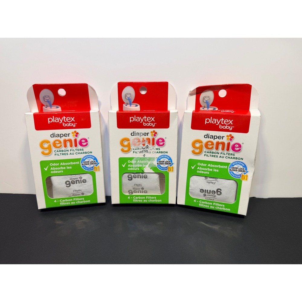 3 Playtex Baby Diaper Genie Carbon Filters 12 Count Total Odor Absorbent